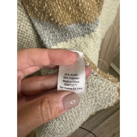 NWT Nine West Open Front Cardigan Striped Knit Sweater Cream Beige Gray XL Women - Picture 7 of 8